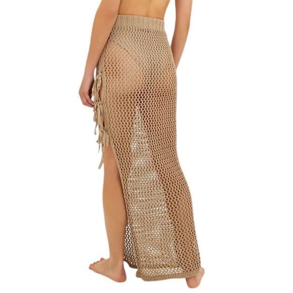 Beach Riot Women's Deborah Sheer Open Stitch Cover-Up Skirt Tan Size medium - Picture 3 of 5